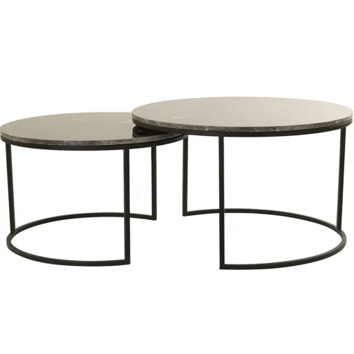 Salontafel Alfio set van 2 bruin marmer met zwart>Straluma Sale