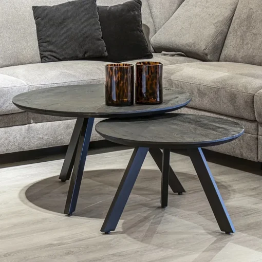 Salontafel rond hout zwart 80 cm>Straluma New