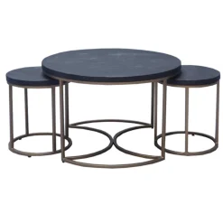 Salontafel set van 3 zwart>Straluma Discount