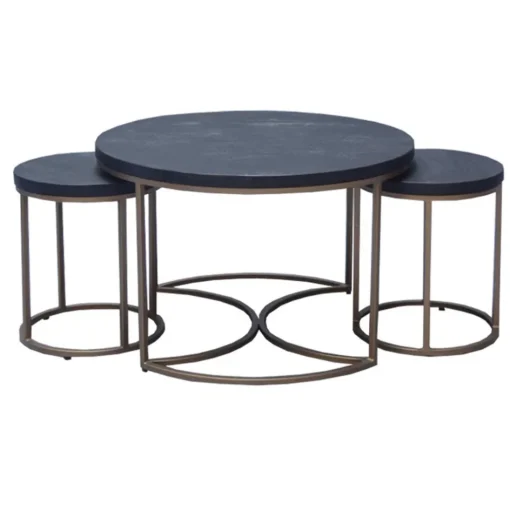Salontafel set van 3 zwart>Straluma Discount
