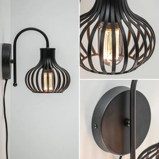 Scandinavische wandlamp mat zwart met snoer>Straluma Discount