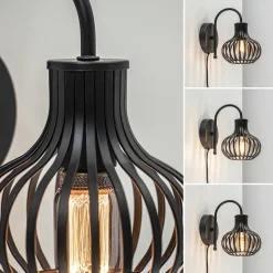 Scandinavische wandlamp mat zwart met snoer></noscript>Straluma Discount