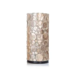 Schelpen tafellamp cilinder goud/bruin>Straluma Online