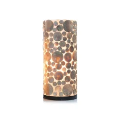 Schelpen tafellamp cilinder goud/bruin>Straluma Online