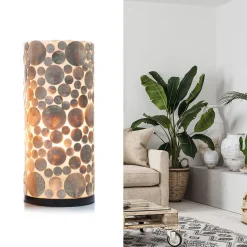 Schelpen tafellamp cilinder goud/bruin></noscript>Straluma Online