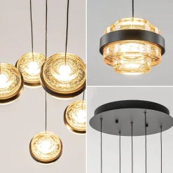 Sfeervolle 5-lichts hanglamp zwart/champagne inclusief LED></noscript>Straluma Clearance