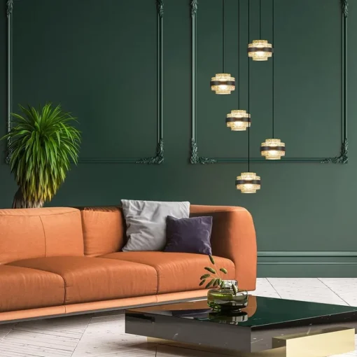 Sfeervolle 5-lichts hanglamp zwart/champagne inclusief LED>Straluma Clearance