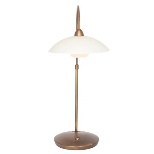 Sfeervolle tafellamp brons met creme glas klassiek>Straluma Online