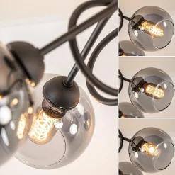 Sierlijke plafondlamp zwart met smoke glazen bollen></noscript>Straluma Sale