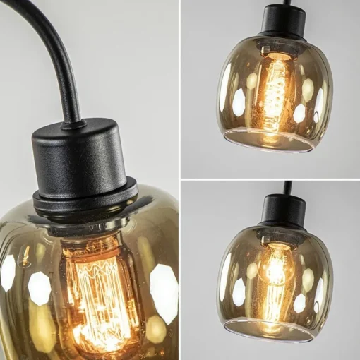 Sierlijke vloerlamp mat zwart met smoke glazen kappen>Straluma New