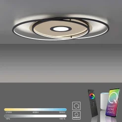 Smart plafondlamp goud met zwart dimbaar></noscript>Straluma New