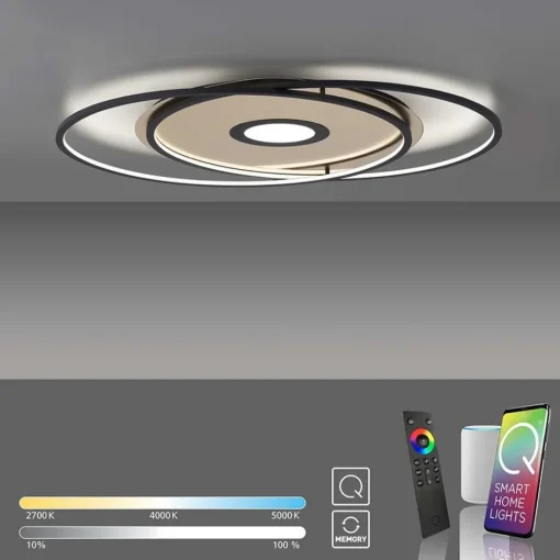 Smart plafondlamp goud met zwart dimbaar>Straluma New