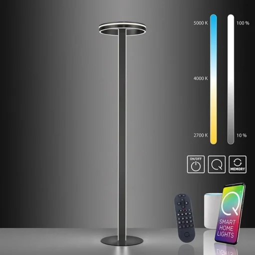 Smart vloerlamp verstelbare ring antraciet>Straluma Outlet