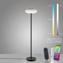 Smart vloerlamp zwart met wit glas dimbaar><noscript><img width=