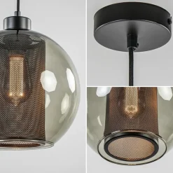 Smoke glazen hanglamp bol met zwarte gaas cilinder></noscript>Straluma Discount