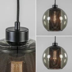 Smoke glazen hanglamp bol met zwarte gaas cilinder></noscript>Straluma Discount