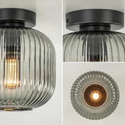 Smoke glazen plafondlamp met zwarte bevestiging></noscript>Straluma Best