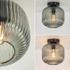Smoke glazen plafondlamp met zwarte bevestiging></noscript>Straluma Best