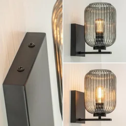 Smoke glazen wandlamp met zwarte bevestiging></noscript>Straluma New