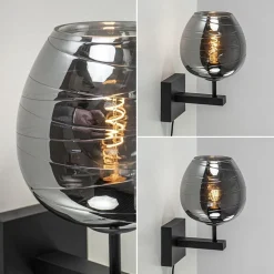Smoke glazen wandlamp met zwart inclusief snoer></noscript>Straluma New
