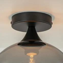 Smoke/titanium plafondlamp 25 cm met zwart></noscript>Straluma Outlet