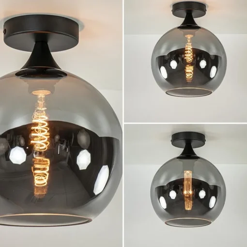 Smoke/titanium plafondlamp 25 cm met zwart>Straluma Outlet