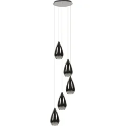Smokey glazen vide-hanglamp chroom>Straluma Online