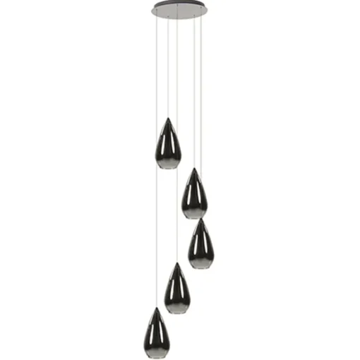 Smokey glazen vide-hanglamp chroom>Straluma Online
