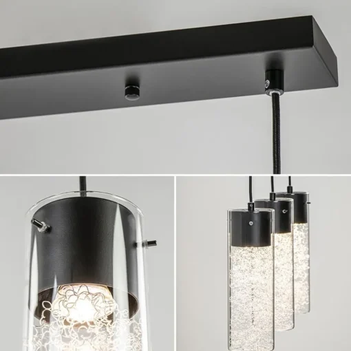 Speelse hanglamp zwart met helder glas 3-lichts>Straluma Clearance