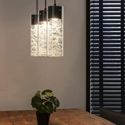 Speelse hanglamp zwart met helder glas 3-lichts>Straluma Clearance