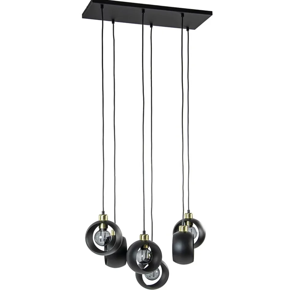 Speelse 6-lichts hanglamp zwart met goud>Straluma Online