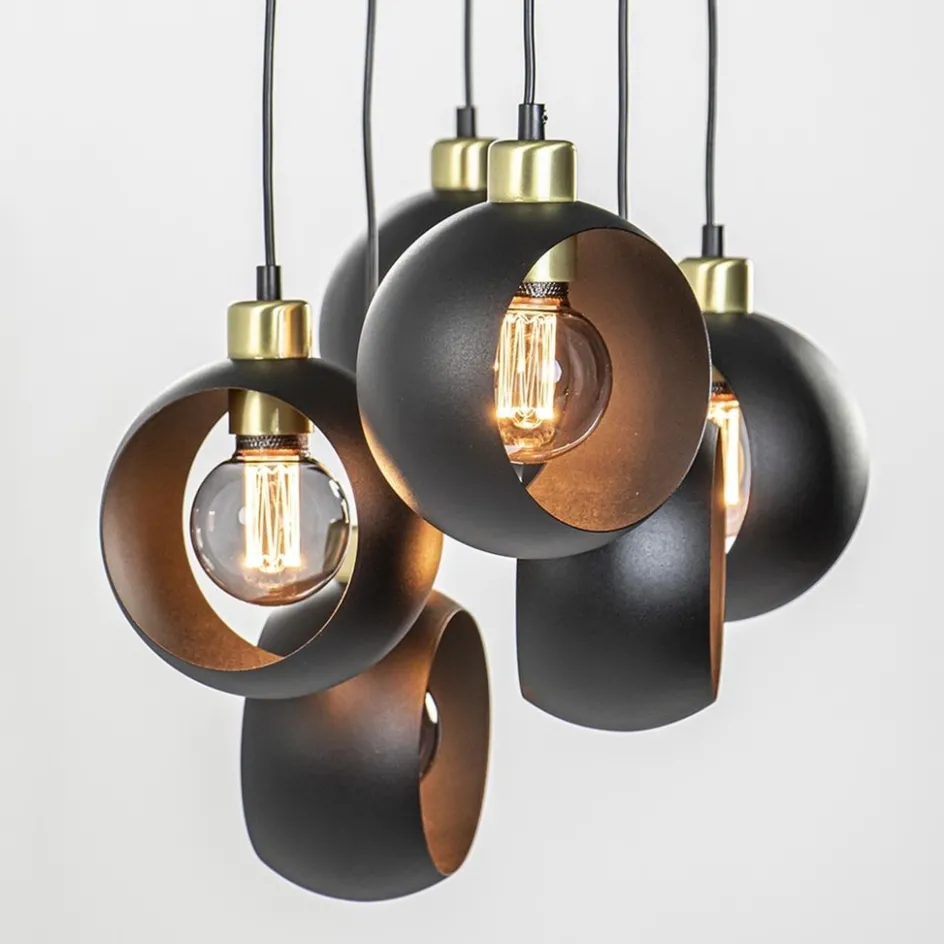 Speelse 6-lichts hanglamp zwart met goud>Straluma Online
