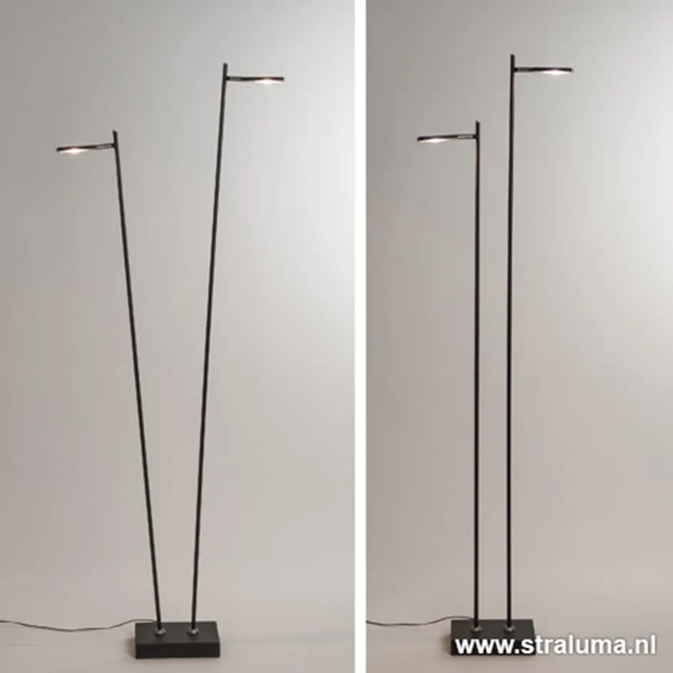 Staande 2-lichts leeslamp zwart 2xpushdimmer>Straluma Sale