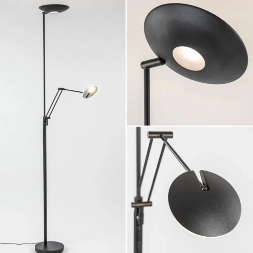 Staande uplighter+leesarm zwart dim.cct>Straluma Best