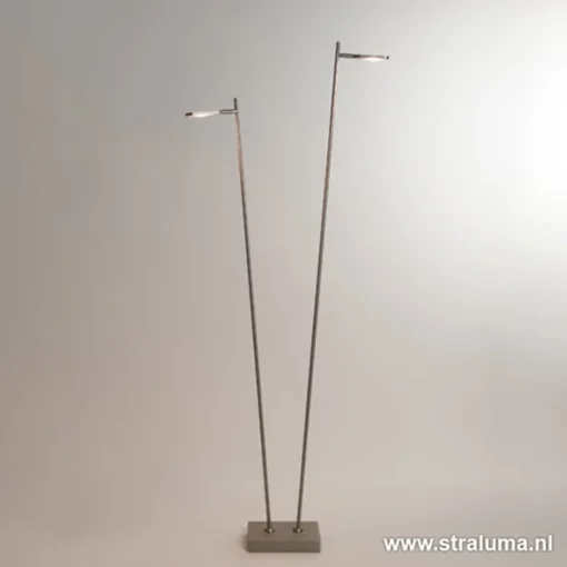 Staande vloerlamp led 2 lichts staal>Straluma Discount