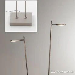 Staande vloerlamp led 2 lichts staal></noscript>Straluma Discount