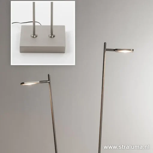 Staande vloerlamp led 2 lichts staal>Straluma Discount