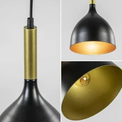 Stijlvolle kleine hanglamp zwart met goud></noscript>Straluma Best