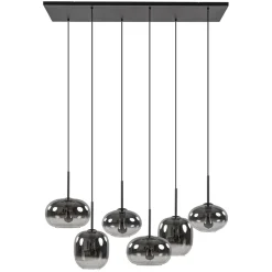 Stijlvolle 6-lichts hanglamp zwart met gradiënt smoke glas>Straluma Best