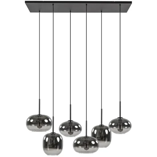 Stijlvolle 6-lichts hanglamp zwart met gradiënt smoke glas>Straluma Best