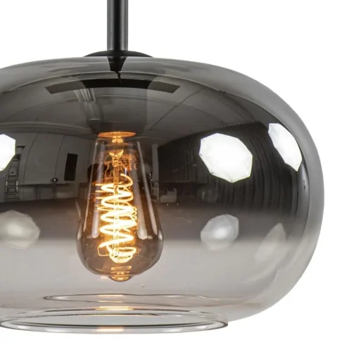 Stijlvolle 6-lichts hanglamp zwart met gradiënt smoke glas>Straluma Best