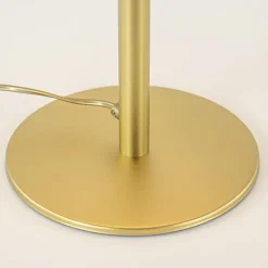 Stijlvolle tafellamp mat goud met wit glas></noscript>Straluma Outlet