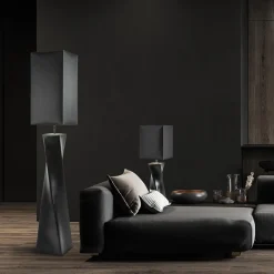Stijlvolle vloerlamp zwart keramiek met hoge kap></noscript>Straluma Discount