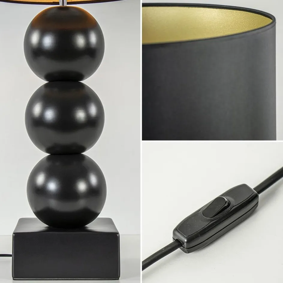 Stijvolle tafellamp keramiek zwart met kap zwart/goud>Straluma Sale