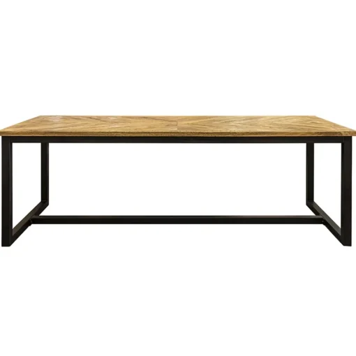 Stoere eettafel mangohout met visgraat en zwarte poot>Straluma Hot