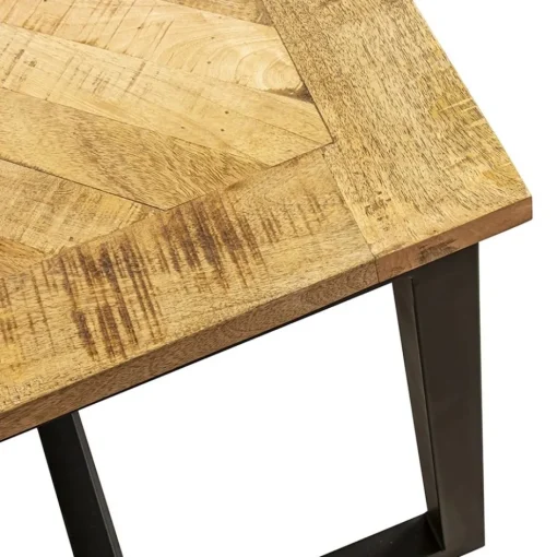 Stoere eettafel mangohout met visgraat en zwarte poot>Straluma Hot