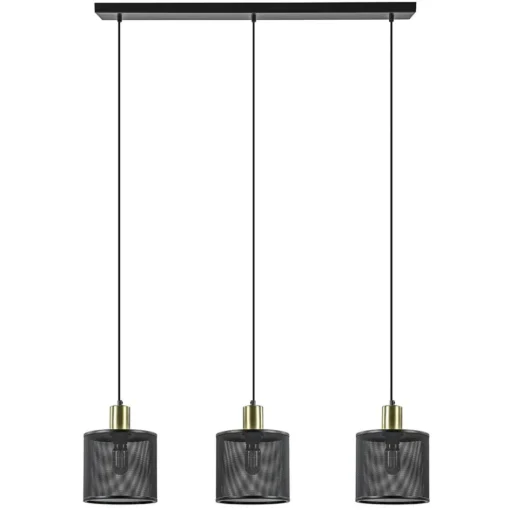 Stoere 3-lichts hanglamp mat zwart met goud>Straluma Outlet