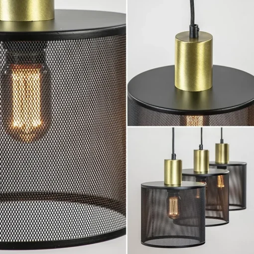Stoere 3-lichts hanglamp mat zwart met goud>Straluma Outlet
