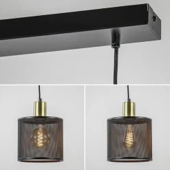 Stoere 3-lichts hanglamp mat zwart met goud></noscript>Straluma Outlet