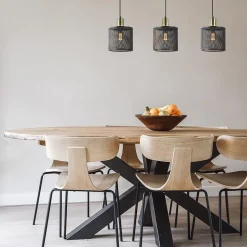 Stoere 3-lichts hanglamp mat zwart met goud></noscript>Straluma Outlet